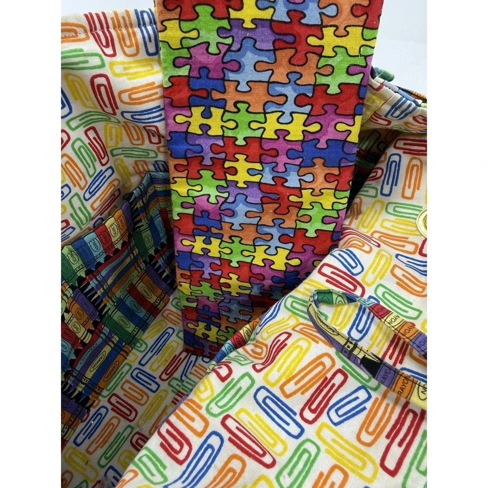 Vintage Teacher Tote Bag ABC Crayon School Theme Cotton Canvas 13.5x10.5 Exc Con - Picture 14 of 16